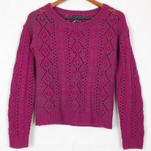FANG Open Knit Pullover Pink Women's Sweater Juniors Size Medium